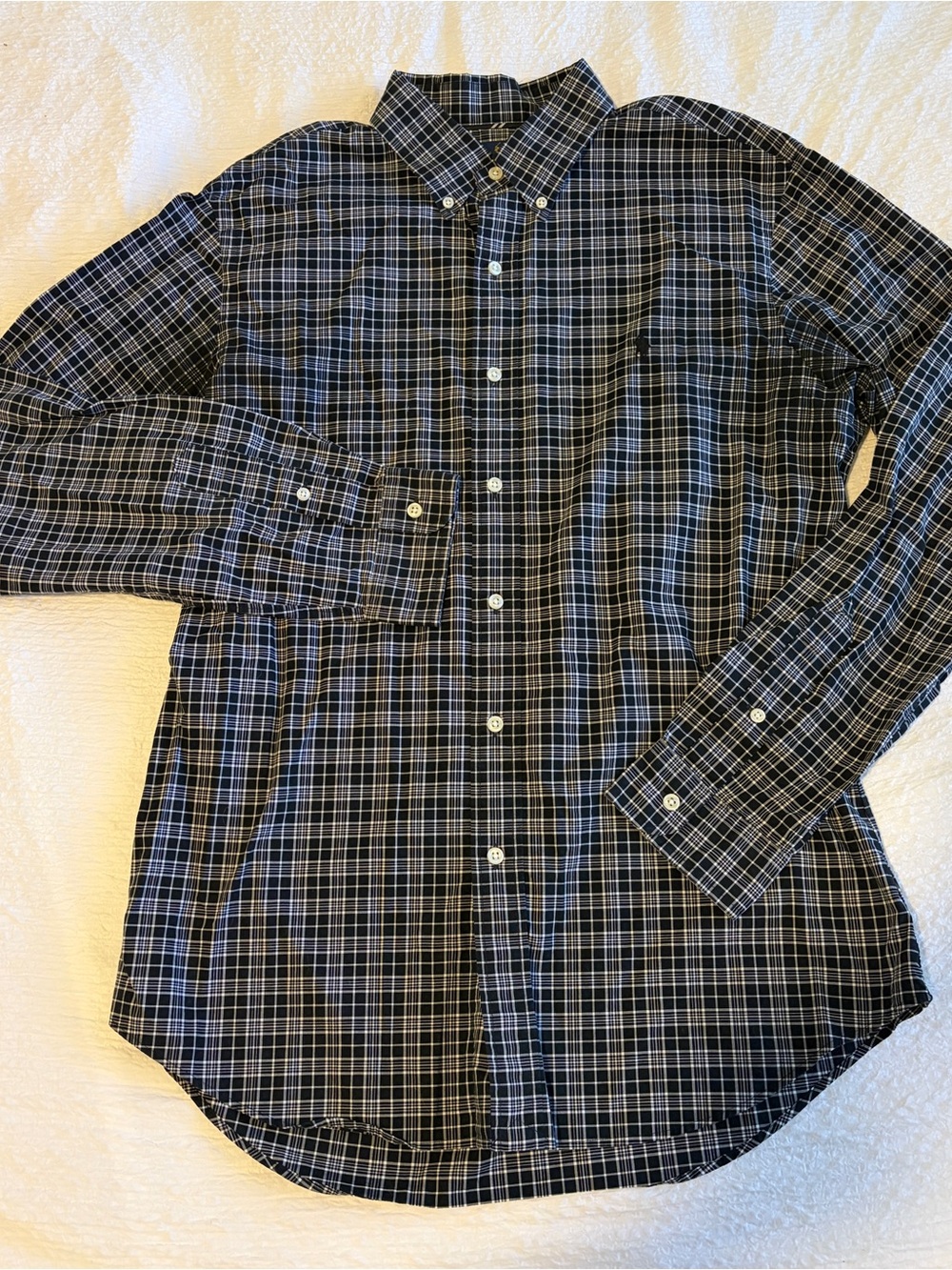 Ralph Lauren Men’s Large Slim Fit Plaid Cotton Stretch Button Down Shirt